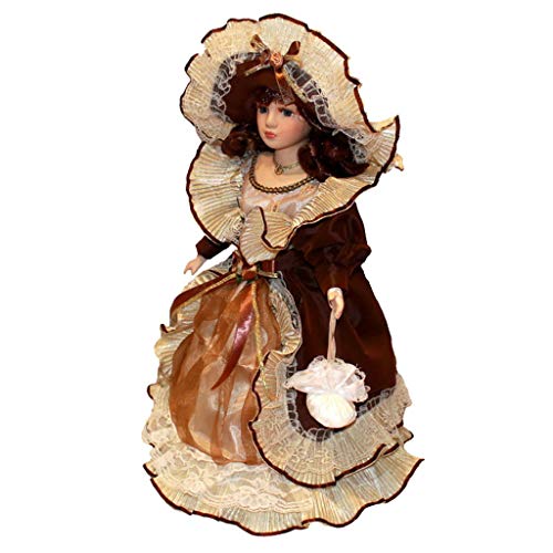 SDENSHI 40cm Figurilla de Muñeca Porcelana Victoriana Vintage con Soporte Figura de Colección Regalo para Mujer Chica