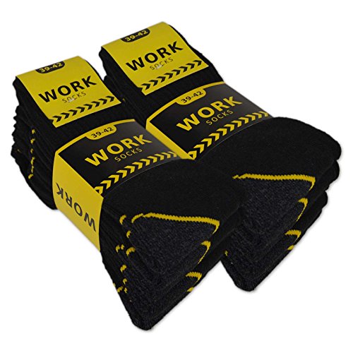 sockenkauf24 10 o 20 Pares Calcetines de trabajo Hombre WORK (43-46, 10 Pares | Negro)