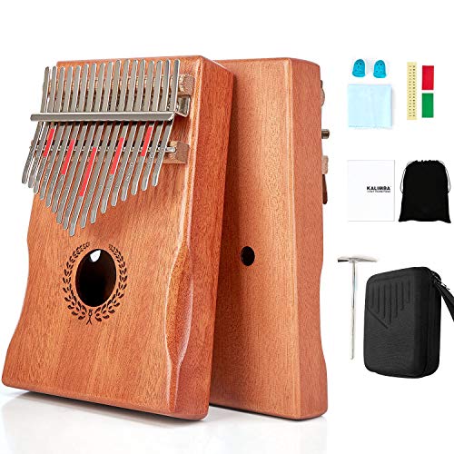 Souidmy Kalimba 17 Key, Piano de Pulgar con Bolsa Protectora, Martillo de Afinación e Instrucción, Instrumento Musical Portátil para Regalo a Niños Adultos, Principiantes y Profesionales