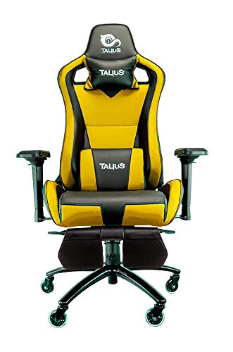 Talius Caiman Silla Gaming Profesional con reposapiés Extraible, Inclinación y Altura Regulable, reposabrazos 4D Ajustables (Amarillo)