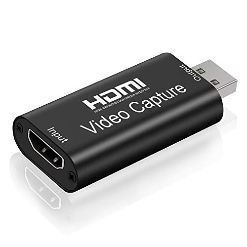 Tarjeta de Captura de Vídeo de HDMI a USB 2.0, Tihokile 1080P Tarjeta de Adquisición de Juegos para Videocámaras/DSLR/Ordenador/Teléfonos Móviles/Set-top Box/PS4