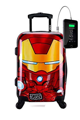 TOKYOTO - Maleta de Cabina Infantil Niños Equipaje de Mano Iron Boy, con Cargador USB, 8000mAh, 55x40x20 cm | Maleta Juvenil, Trolley de Viaje Ryanair, Easyjet | Maleta de Viaje Rígida