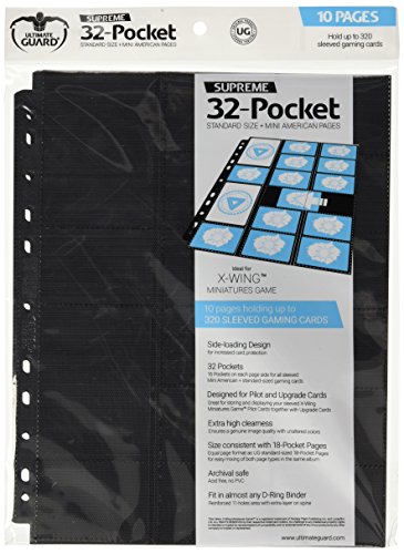 Ultimate Guard 10 32-Pocket Pages Standard Size + Mini American - 3-Ring US DIN A4