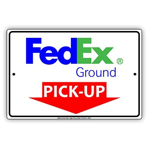 VinMea Señal de Aluminio para Placa de Placa de Metal de FedEx con Mensaje en inglés Ground Mail with Graphic Pick-Up Here de Advertencia de Servicio Postal, 25,4 x 35,5 cm