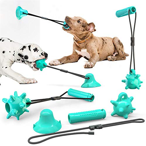 0BEST Juguetes Rally LechóN de Perro, Pelota de Goma Limpieza Dientes MasticacióN de Perro, Cuerda de Entrenamiento Interactivo Molar para Cachorros