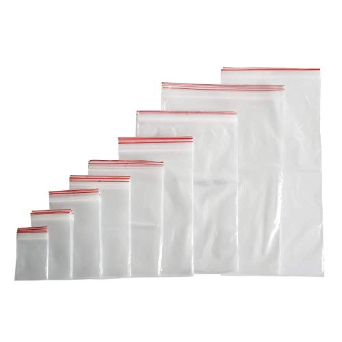 100 bolsas con cierre a presión, 12 x 18 cm, bolsas de plástico con cierre hermético (40 tamaños a elegir)