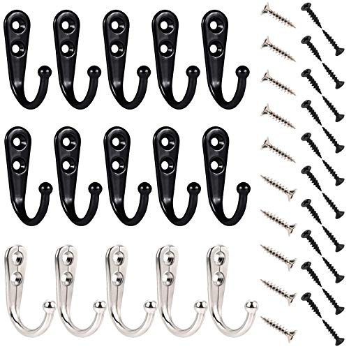 15Pcs Ganchos Percheros de Pared Vintage Colgadores de Gancho de Pared Antiguo Ganchos para Ropa con 30 Tornillos Colgadores de Gancho Individuales para Colgar Ropa Abrigo Bufanda Bolsa Toalla Llave