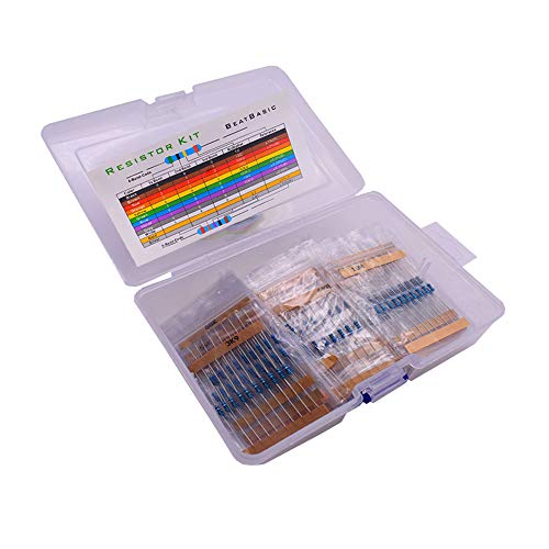 500 Piezas 50 Valores 1% Kit de Resistencia,(1R - 10 M) 1 / 4W 0.25W Resistencia de Película Metálica Para Bricolaje y Experimentación, Kit de Resistencia de Película Metálica (En Caja)