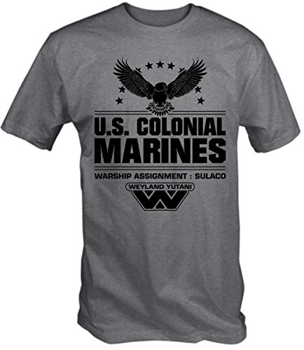 6TN Hombre Camiseta de los Infantes de Marina de los Estados Unidos. (L, Deporte Gris)