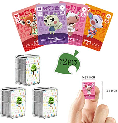 72 PCS NFC Tag Game Cards Rare Villager para Animal Crossing New Horizons con Caja de Almacenamiento de Cristal, Adecuado para Switch/Switch Lite/Wii U/New 3D (Animal Series 1-4)