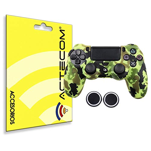 actecom® Funda Carcasa + Grip Silicona Camuflaje Amarillo Mando Sony PS4 Playstation 4