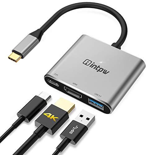 Adaptador USB C a HDMI, concentrador Adaptador multipuerto USB 3.1 Tipo C a HDMI con Puerto USB 3.0, Puerto de Carga PD Tipo C Compatible con MacBook Air / iPad Pro / Nintendo Switch