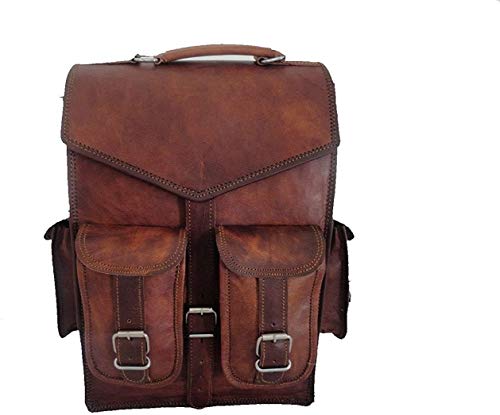 ALASKA EXPORTS - 15"Vintage Cuero para Hombre portátil Mochila Bandolera Bandolera Bandolera para 2 en 1 propósito