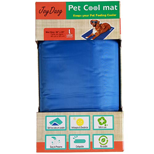 Alfombrilla de refrigeración para mascotas,Animales Nevera y Manta para Perro Fresco Cojín Azul Nevera Techo Perfecta para Camas by JoyDaog,L(90*50cm)