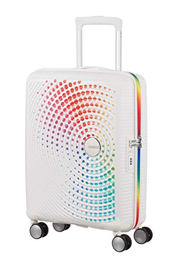 American Tourister Soundbox – Spinner Pride S (55 cm 32.5 L), Blanco (Rainbow Dots)