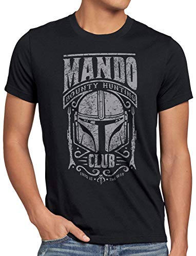 A.N.T. Mando Camiseta para Hombre T-Shirt Baby Yoda Bounty Hunter, Talla:L, Color:Negro