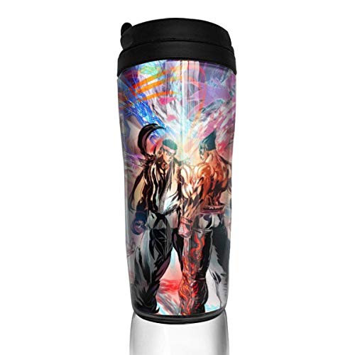 AOOEDM Coffee cup Ryu VS Kazuya The King Of Fighters Juego Tazas de café Aislamiento de doble pared Reutilizable Conveniente para llevar, interruptor de salida de agua con tapa de taza Hermoso y prác