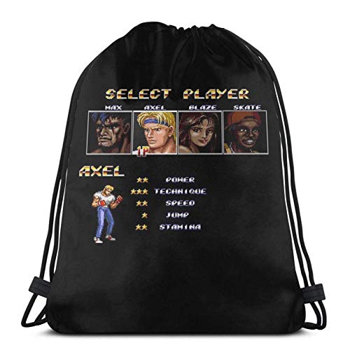 AOOEDM Streets Of Rage 2 y uml; C Select Axel Sport Sackpack Mochila con cordón Mochila de gimnasio Saco