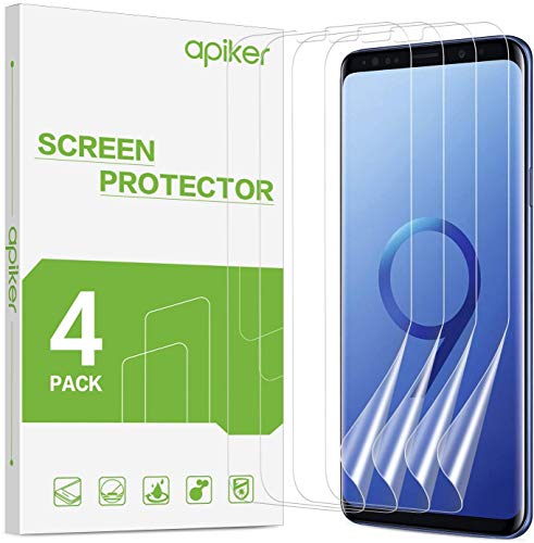 apiker 4 Unidades Protector Pantalla Soft TPU Compatible con Samsung Galaxy S9 Plus, Cobertura Máxima, Sin Burbujas, Sin Aplicación Húmeda, 24 Horas de Autocuración