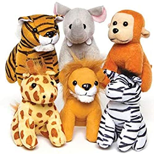 Baker Ross Peluches de Animales de la Selva (Paquete de 6) Regalos infantiles perfectos para bolsas de cotillón