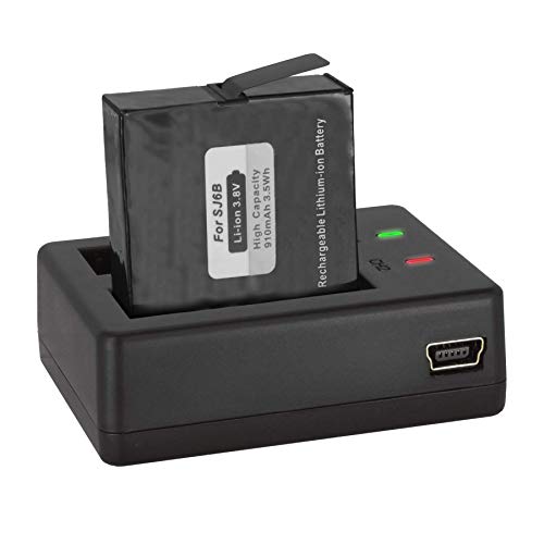 Batería + Cargador Doble (USB) para cámara Deportiva SJCAM SJ6 Legend WiFi (Black/Silver/Rose Edition), SJ6000 Legend Actioncam - Contiene Cable Micro USB