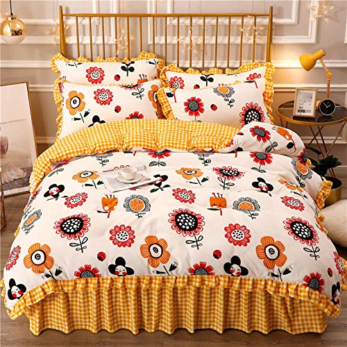 Bedding-LZ Juego de Funda nórdica Cama 150,Otoño e Invierno Reversible Navidad King Size Cama Doble Individual Funda nórdica Funda de Almohada Kit de Cama-R_Cama de 1,8 m (4 Piezas)