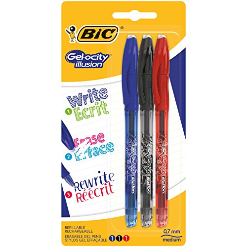 BIC 961482 gelo-city Illusion – Lote de 3 bolígrafos (punta mediana), varios colores