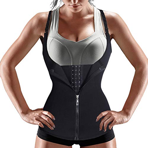 Bingrong Ropa Faja Reductora Mujer Adelgazante Lencería Moldeadora Shapewear Body Waist Trainer Corse de Abdomen Chaleco Moldeador Mujer (Negro, X-Large)