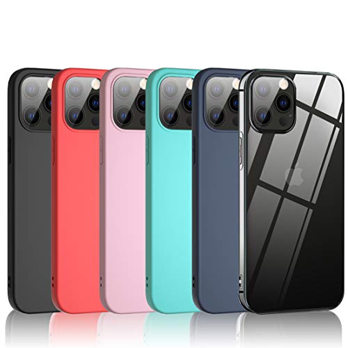 Bkeke 6 x Funda iPhone 12 Mini de 5.4 Pulgadas 2020, 6 Unidades Caso Juntas Fina Silicona TPU Flexible Colores Carcasas iPhone 12 Mini - Transparente, Negro, Azul Oscuro, Rosa, Menta Verde, Rojo