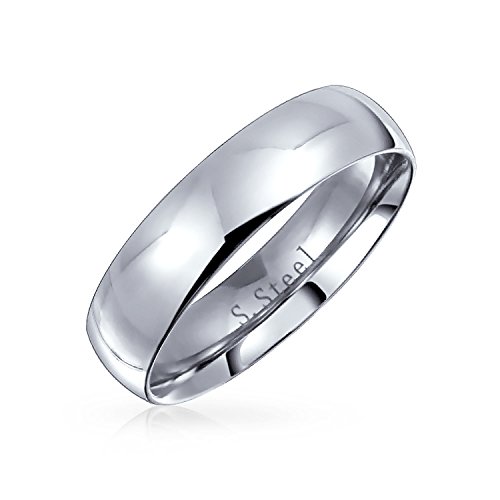 Bling Jewelry Simple Simple cúpula Parejas Anillo Alianza para Las Mujeres para los Hombres Pulido Plata Tono Acero Inoxidable 5MM