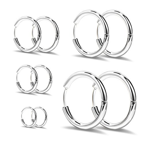 Bliqniq 5 pares de Pendientes de los Aros de las Mujeres Hombres de Acero inoxidable 8 10 12 14 16 redondo mini/grandes que cuelgan la Joyería de Oro Rosa Plata Negro Oro