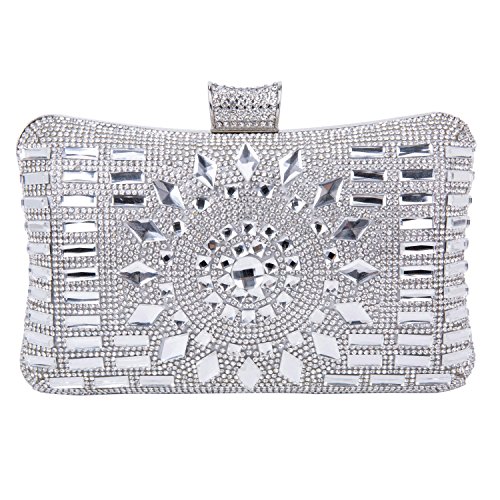 Bolso de Fiesta Carteras de Mano Monedero para Boda Ceremonia Brillante Rhinestone  Billetera para Boda Mujer,Plateado