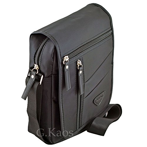 Bolso de Hombre Bandolera Ajustable Nailon Negro Multibolsillos Unisex