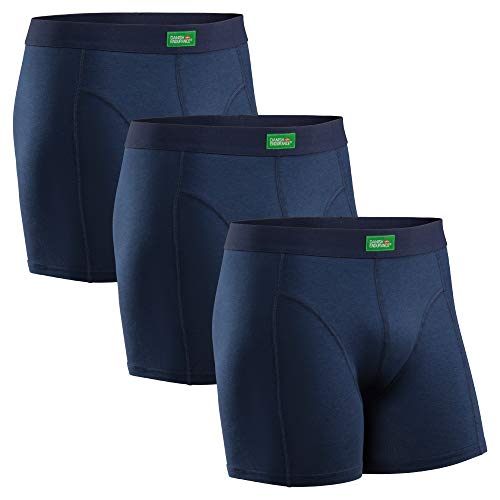 Boxer Calzoncillos Hombre Algodón Orgánico Pack de 3 Negro Azul Blanco (Azul, Medium)