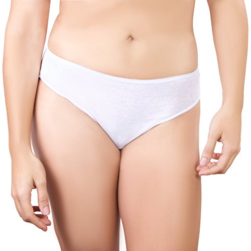 Bragas Desechables Súper Suave y Ligera de Algodón para Mujer (Lote de 5) - Ropa Interior de un Solo Uso para Maternidad Hospitales Viajes SPA Masajes (4) X-Large Caderas 107-109 cm, Blanco