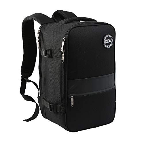 Cabin Max Chicago 20L Stowaway - Maleta de Cabina de 40x20x25 cm Ideal como Bolso para Debajo del Asiento Gratuito de Ryanair - Mochila Pequeña Cualquier Ocasión (Negro) (Negro)