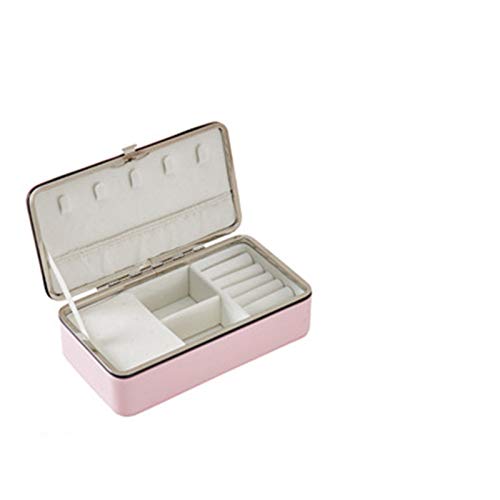 Caja de joyería de Cuero Mejor joyería ataúd de ataúd Portátil Multifunción Pantalla Versión Mejorada con Espejo (Color : Pink)