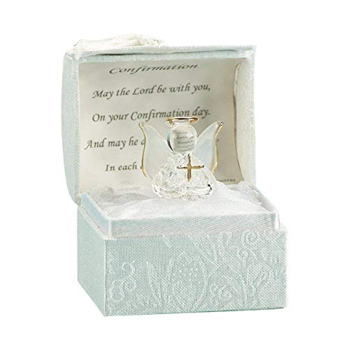 Caja de regalo con ángel para el día de la confirmación, esculpida a mano en oro de 22 quilates, unisex