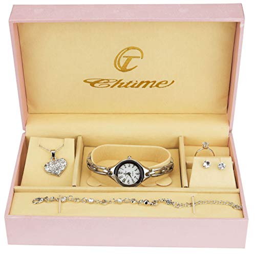 Caja de Regalo Reloj Mujer - Juegos de Joyas- Collar-Anillo- Pendientes - Pulsera