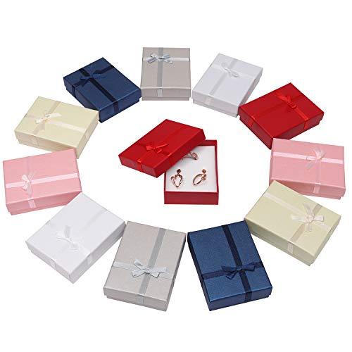 Cajas de Regalo(12 piezas)- 8.5cm X 6.5cm X 2.5cm, 6 Colores- de Presentación de Joyería con Inserción de Terciopelo para Collares, Pulseras, Anillos y Pendientes