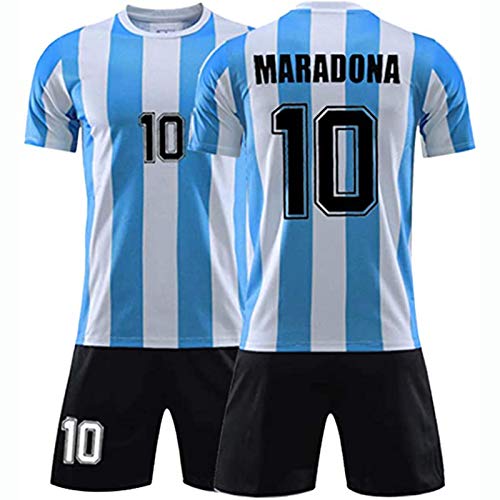 Camiseta De Argentina 1986, Diego Maradona # 10 Camiseta De Leyenda del Fútbol Local De Argentina, Traje De Entrenamiento Retro Conmemorativo De La Copa Mundial De México 1968 (28,Without Socks)