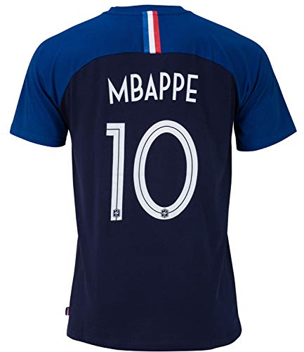 Camiseta de fútbol de la selección francesa del equipo de fútbol FFF – Kylian MBAPPE – Colección oficial para niño de 12 años, multicolor