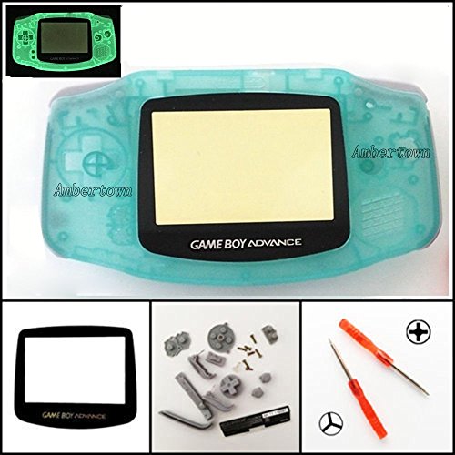 Carcasa completa Shell Case Cover Pack Retroiluminada para Nintendo Gameboy Advance GBA con pantalla y destornillador de repuesto Luminoso Green Edition Noctilucent