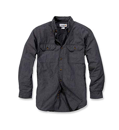 Carhartt Herren Hemd Fort Solid Schwarz Black Chambray L