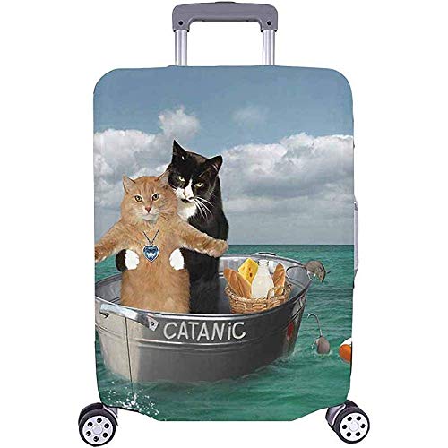 Carneg Funda de Equipaje, Divertidos Gatos catánicos Cosplay Funda de Equipaje de Viaje Titanic Protector de Maleta Se Adapta a Equipaje de 22 '-24'