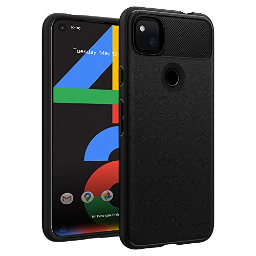 Caseology Vault, Funda Google Pixel 4a, Flexión, Diseño de Fibra de Carbono, Textura Arenisca, Carcasa Diseñada para Google Pixel 4a - Matte Black