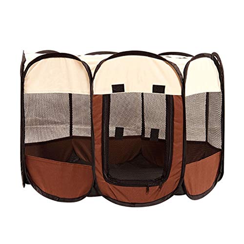 CCDZ Portátil Plegable Pet TENTE Casa de Perro Jaula Octogonal para Gato Tienda Playpen Puppy Kennel Easy Operation Fence Outdoor Big Dogs House 12.25 (Color : Coffee, Size : 74x74x43CM)