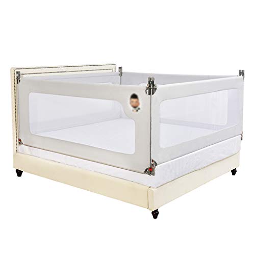 CHANG-dq Valla para bebé, anticaída, cama grande, cuatro lados, evita la protección del medio ambiente, valla de seguridad para la cama, 1,5 a 2 m, tela, gris, 180*190CM