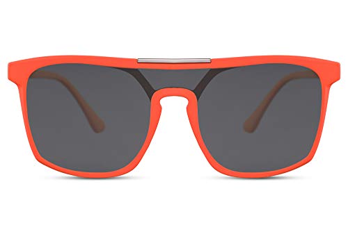 Cheapass Gafas de Sol Large Oversize XL Parte Superior Lisa Goma Naranja Neón Fluor Carcasa con Oscura Una pieza Lentes UV400 protegidas Fiesta Festival Estilo para Hombres y Mujeres