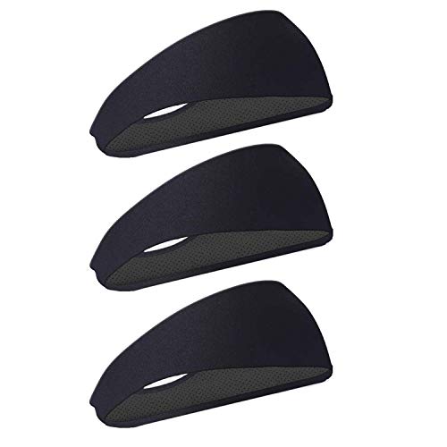 Cinta deportiva para hombre, banda para el sudor y deporte para la cabeza, para el entrenamiento, para correr, crossfit, yoga y casco de bicicleta, color negro (paquete de 3)